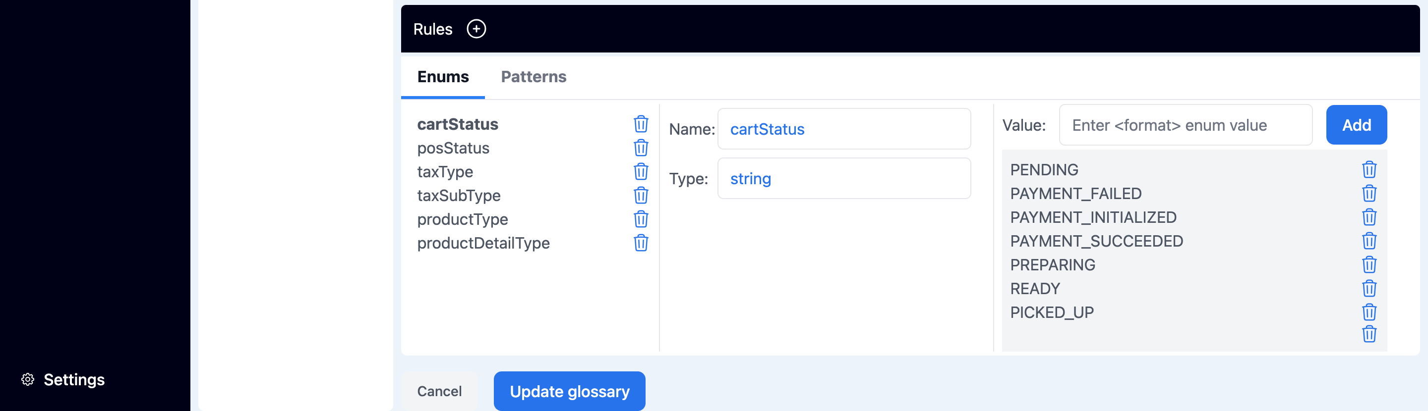 Glossaries – écran 4